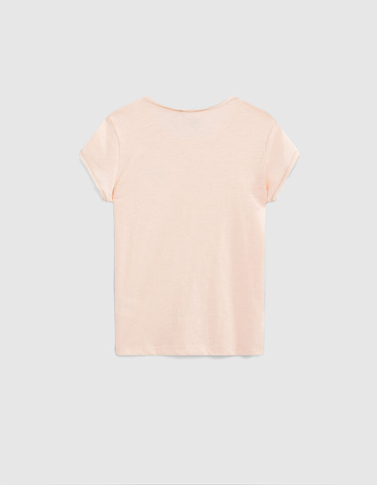 Camiseta rosa polvoroso Essentiel niña algodón-2