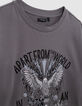 T-shirt gris coton bio visuel aigle fille-7