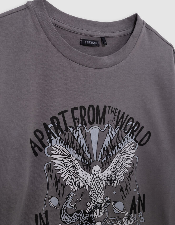 Camiseta de niña visual eagle de algodón orgánico gris-7