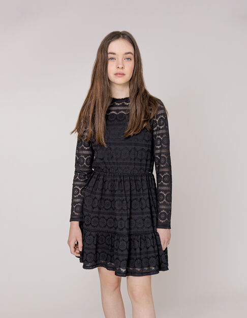 Girl's all-lace black dress - IKKS