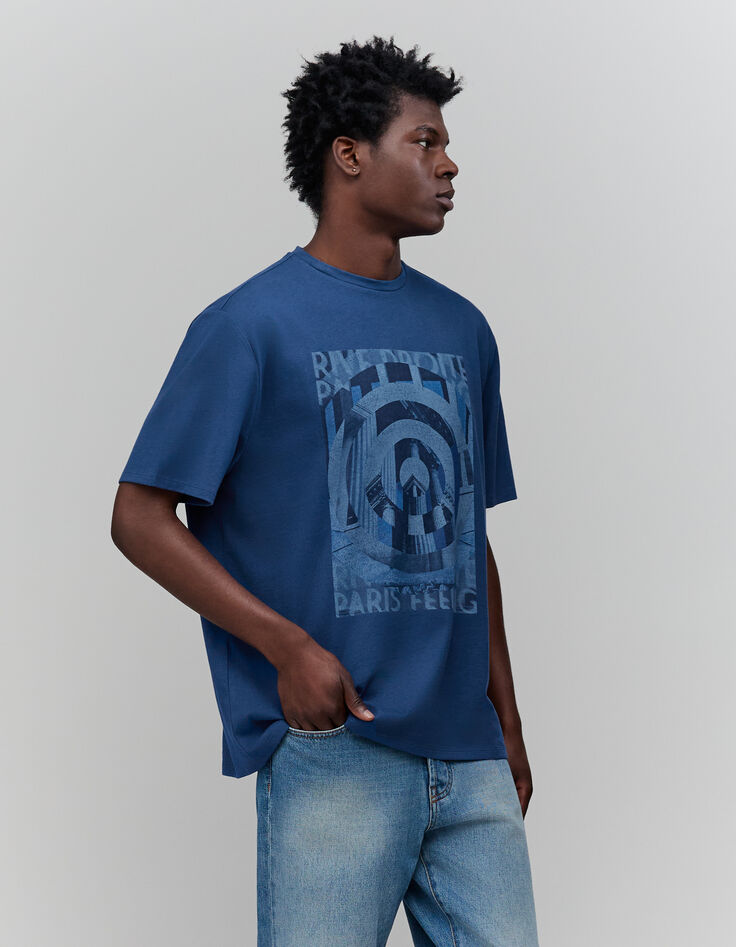 Men's visual cobalt T-shirt-5