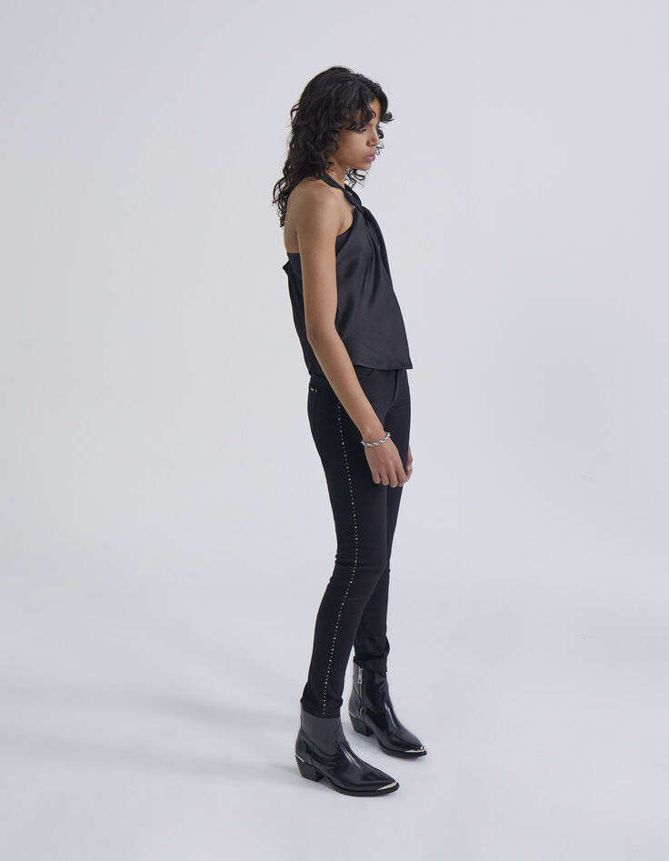 Zwarte slim jeans sculpt up-effect studs opzij Dames-4