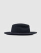 Chapeau noir laine feutrée décor galon clous Femme-3