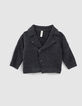 Baby’s grey marl biker-style knit organic cotton cardigan-1
