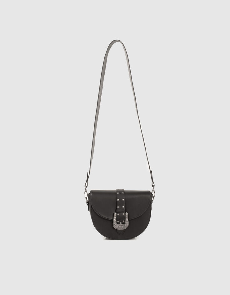 Bolso negro hebilla Western niña-1