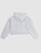 Cardigan gris zippé tricot à torsades fille-4