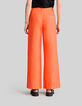 Pantalón de traje naranja algodón lino mujer-3