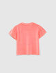 T-shirt rose fluo visuel ananas brodé fille-5