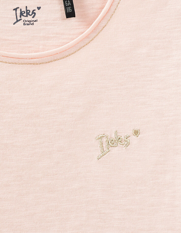 Camiseta rosa empolvado Essentiels bordado IKKS niña-4