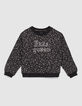 Girls’ black minimalist rock print sweatshirt-1