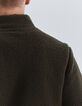 Men’s khaki Sherpa sweatshirt with kangaroo pocket-4