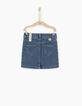 Girls' stone blue denim and leopard skirt-2