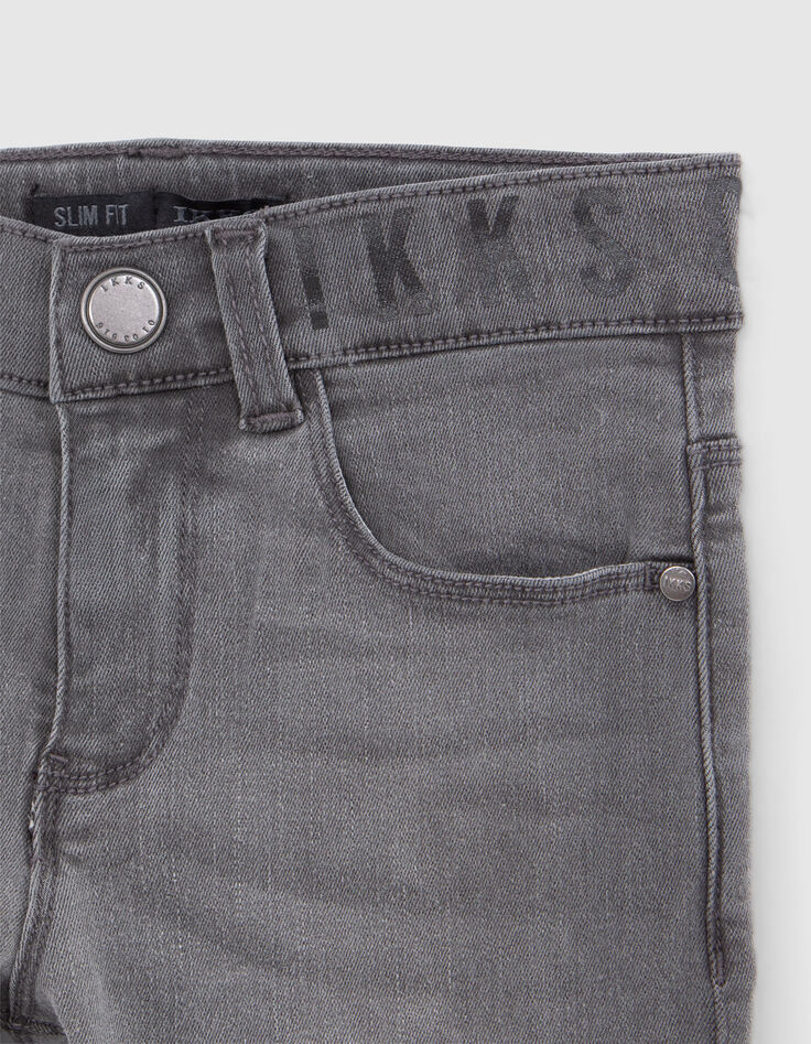 Graue SLIM-Jeans mit breitem gestreiften Bund für Jungen-4