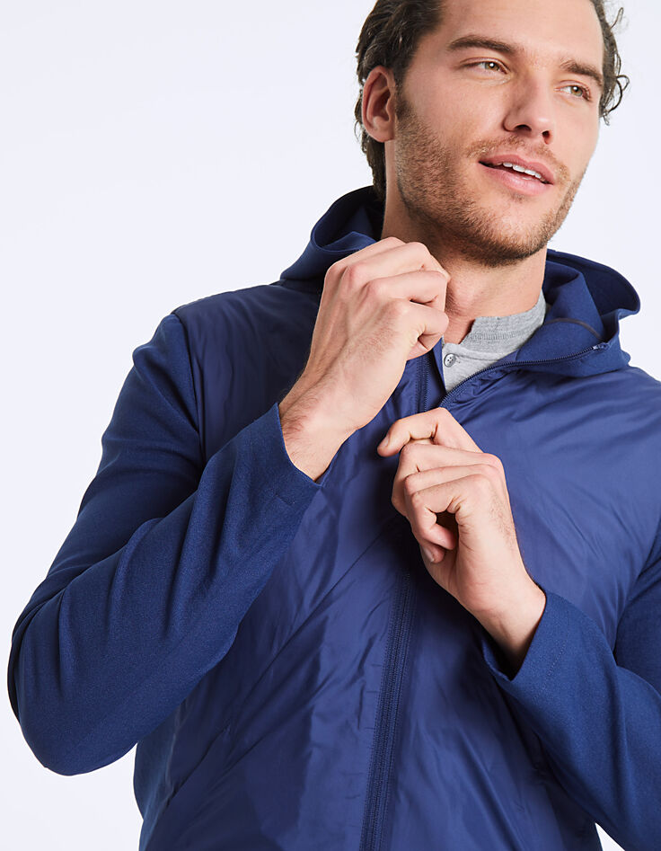 Men’s indigo mixed-fabric hooded jacket-cardigan -5