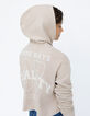 Girls’ beige hooded T-shirt with XL print on back-8