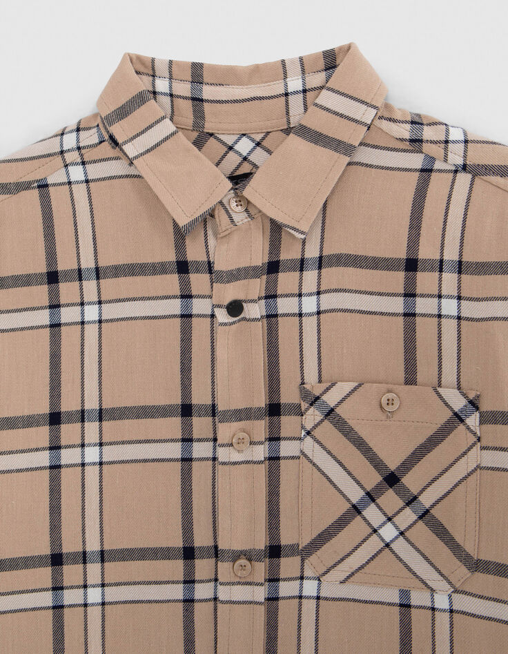 Boy's beige plaid shirt-3