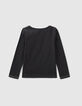Girls’ black Essentials embroidered IKKS T-shirt-2