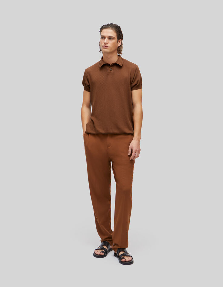 Pure Edition – Men’s amber openwork knit polo shirt-2