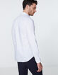 Bruinbeige SLIM overhemd minimalistische print heren-3