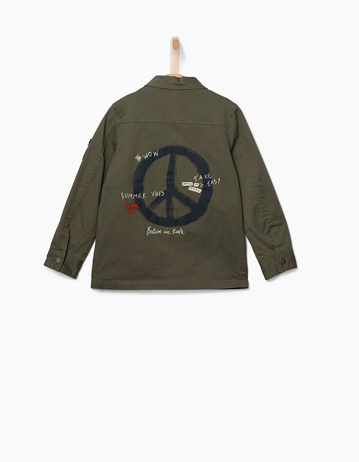 Khakifarbene Jungensafarijacke Peace&Love -2