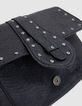 Girl's black handbag with recycled embossing and studs-4