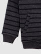 Jungen-Strickjacke, Burgunder, Schwarz, gestreift, wendbar-5