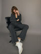 Women’s black semi-plain jacquard straight suit trousers-6