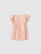 Perzik jurk microbloemetjesprint EcoVero™ babymeisjes-2