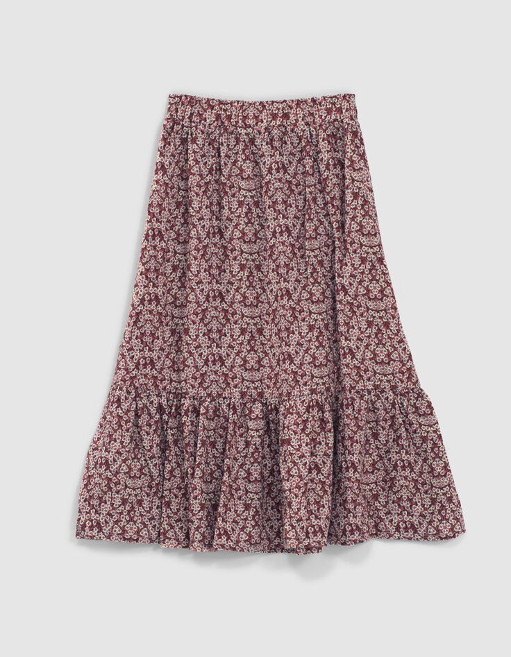 Girls’ rosewood blurry floral print long skirt-3