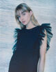 Robe noire volants tulle plumetis Femme-6