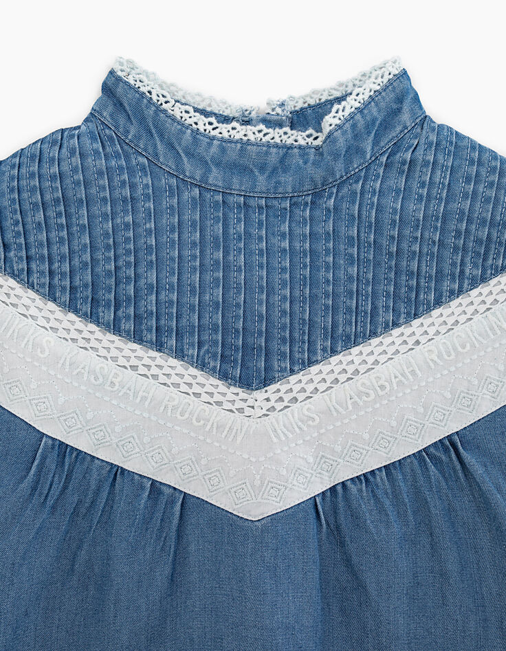 Blouse light blue avec dentelle fille-2