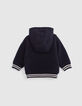 Baby boy reversible camel and navy cardigan-4