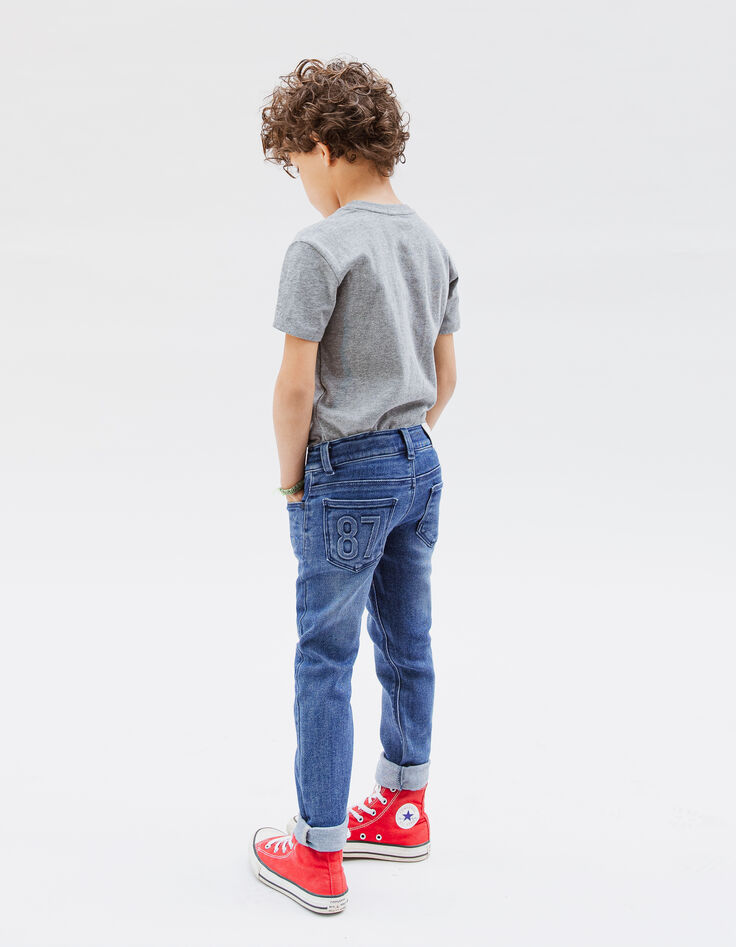 SLIM blue heavy-duty print and embossed jeans for boys-2