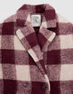 Girl's burgundy wool plaid coat-4