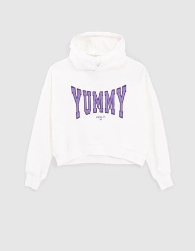 Girls’ off-white hoodie with embroidered XL letters - IKKS