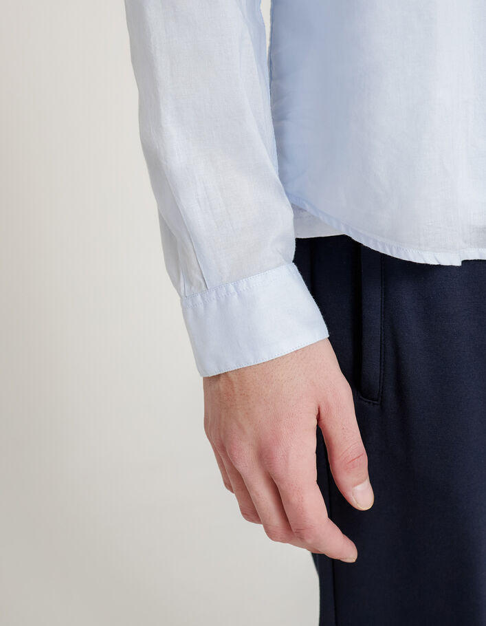chemise corse Biancu-Neru homme, lin et voile de coton, manches