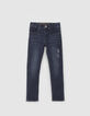 Blauwe SLIM jeans opdrukken reliëf jongens-1