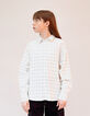 Girl's ecru shirt with black check pattern-1