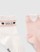 Socken in Cremeweiß und Rosa für Babymädchen-4