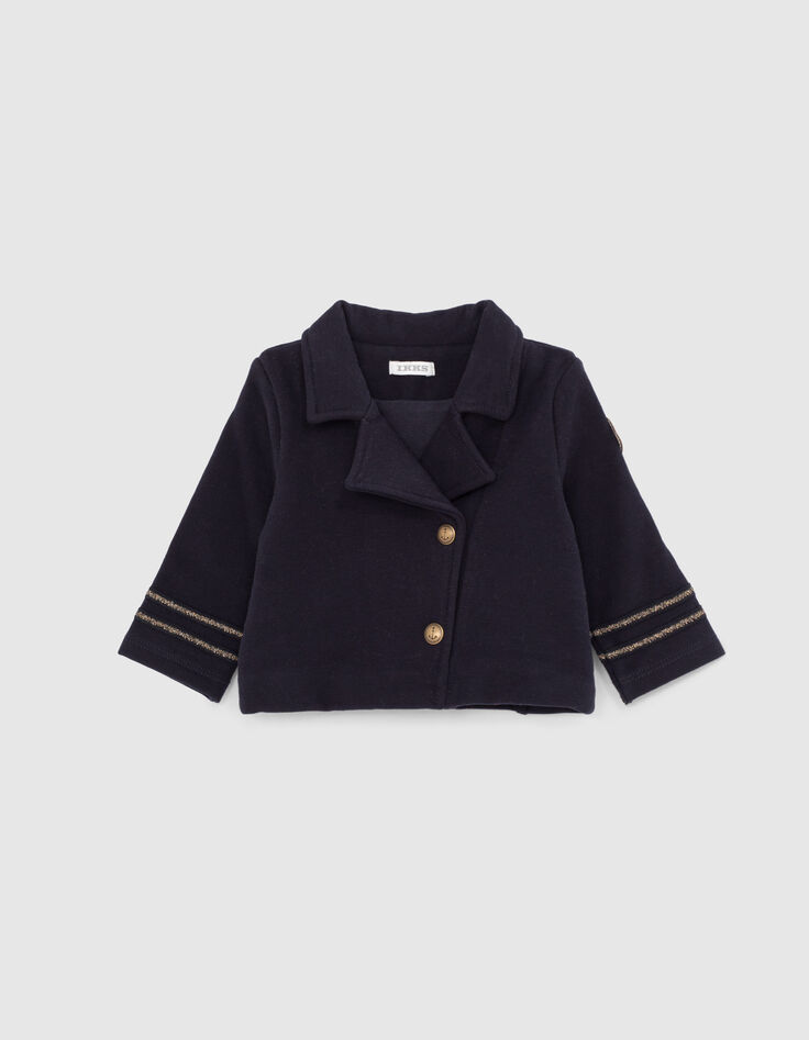 Baby girls’ navy officer sweatshirt fabric cardigan-1