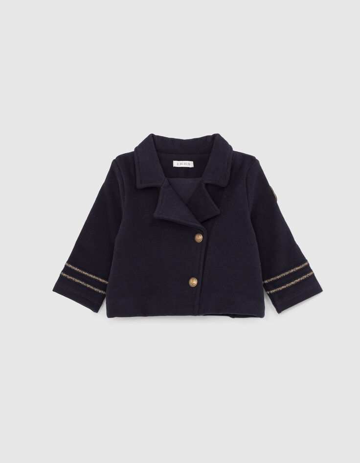 Cardigan officier navy molleton bébé fille -1