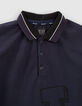 Polo navy marquage noir côté garçon -2