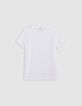 Women's ecru round-neck herringbone embroidery back tee-shirt-4