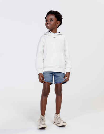 Boys’ off-white fabric mix sweatshirt with XL embroidery - IKKS