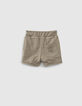 Baby boys’ khaki and jungle print reversible Bermudas-5