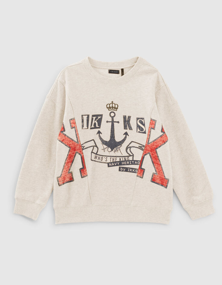 Boys’ ecru XL anchor and lettering image sweatshirt-1