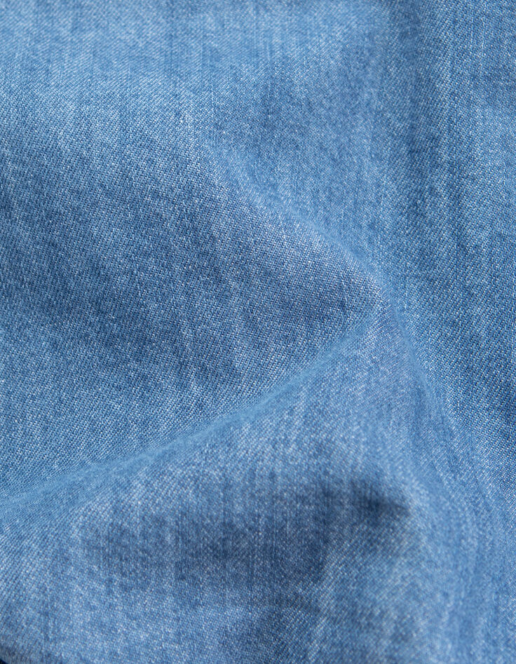 Chemise en jean bleu waterless message dos garçon-8