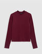 Girls' burgundy rib-knit T-shirt-2