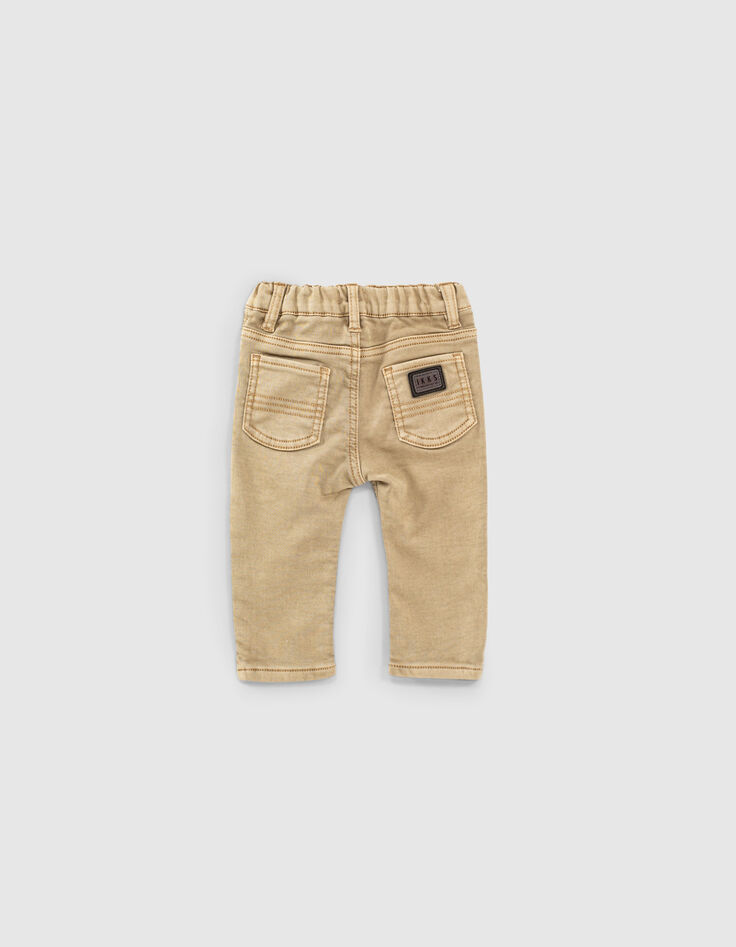 Middenbeige jeans knitlooktricot babyjongens -3