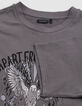 T-shirt gris coton bio visuel aigle fille-8